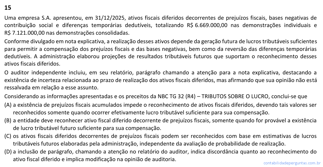 Imagem da Questão 15 — CFC 2026.1