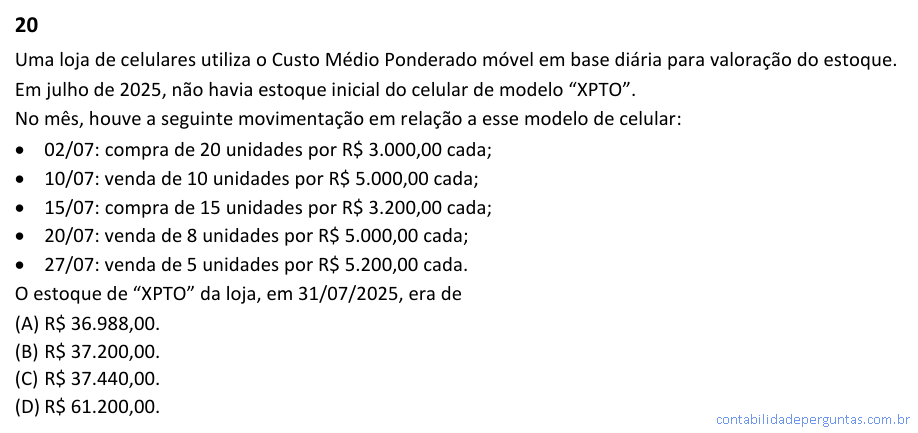 Imagem da Questão 20 — CFC 2026.1